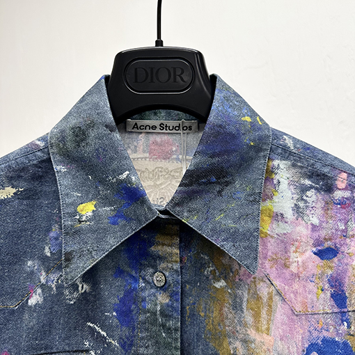 アクネストゥディオズ スプラッターペイント柄デニム長袖シャツ