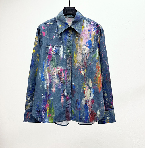 アクネストゥディオズ スプラッターペイント柄デニム長袖シャツ