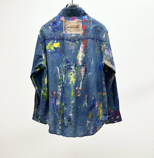 アクネストゥディオズ スプラッターペイント柄デニム長袖シャツ