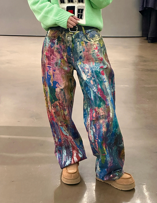 アクネストゥディオズブランドコピー カラフルなペイントプリントジーンズ
