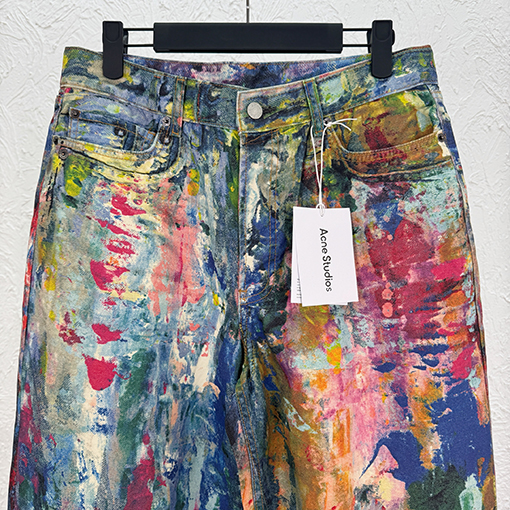 アクネストゥディオズブランドコピー カラフルなペイントプリントジーンズ