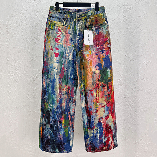 アクネストゥディオズブランドコピー カラフルなペイントプリントジーンズ