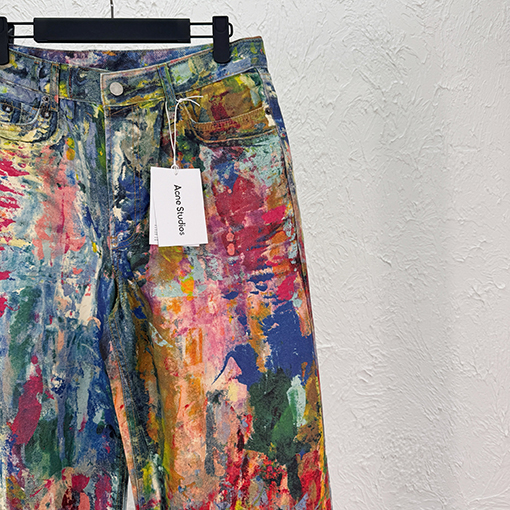 アクネストゥディオズブランドコピー カラフルなペイントプリントジーンズ