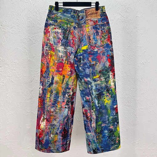 アクネストゥディオズブランドコピー カラフルなペイントプリントジーンズ