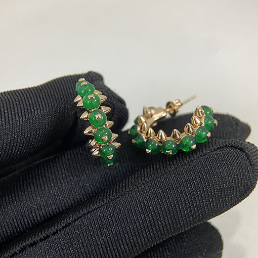 カルティエスーパーコピー 新作レディースグリーンカルセドニースタッドピアス