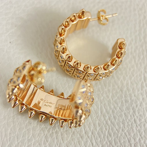 カルティエ 新作のダブルロウフルダイヤモンドスタッドピアス