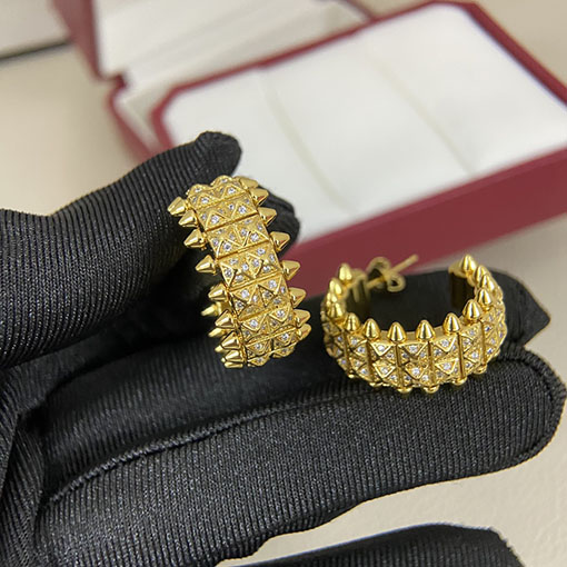 カルティエ 新作のダブルロウフルダイヤモンドスタッドピアス