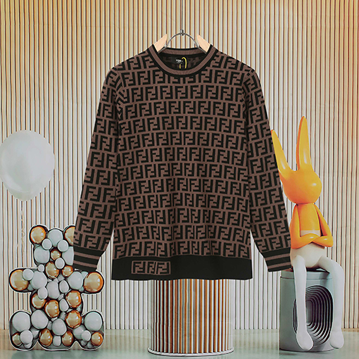 フェンディ 人気のダブルF柄ラウンドネックニットウェア