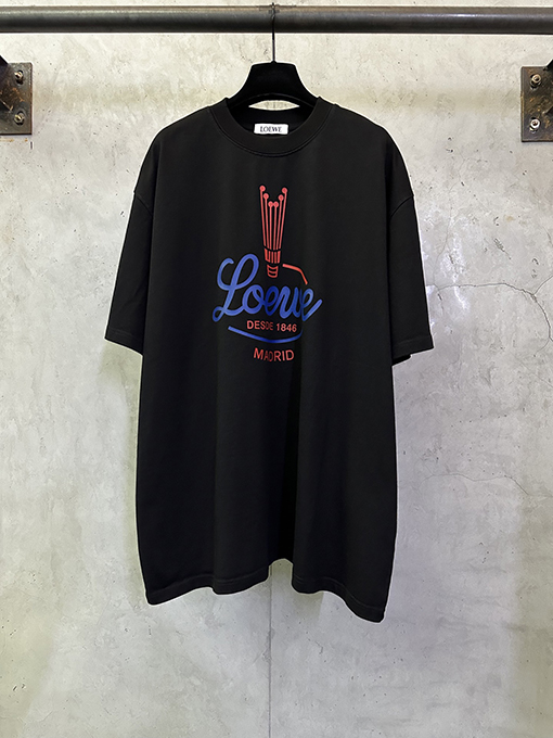 ロエベコピー 春のファッションショーラウンドネック半袖Tシャツ