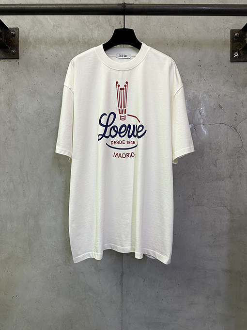 ロエベコピー 春のファッションショーラウンドネック半袖Tシャツ