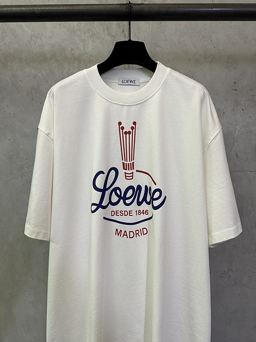 ロエベコピー 春のファッションショーラウンドネック半袖Tシャツ