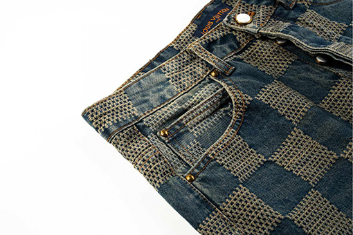 ルイヴィトンブランドコピー チェック柄のヴィンテージデニムパンツ