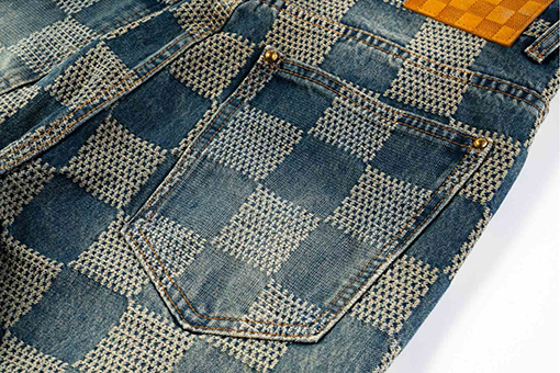 ルイヴィトンブランドコピー チェック柄のヴィンテージデニムパンツ