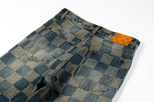 ルイヴィトンブランドコピー チェック柄のヴィンテージデニムパンツ