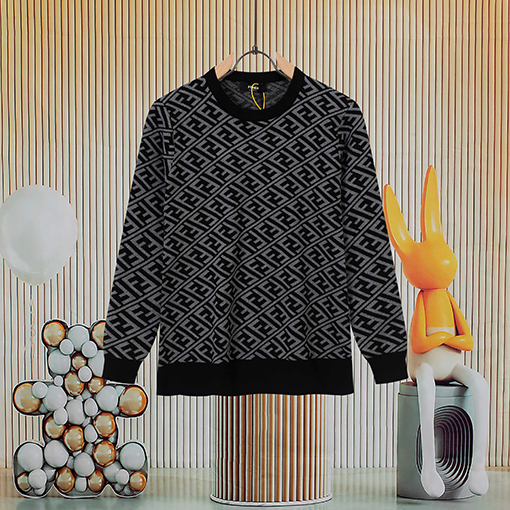 フェンディコピー フルレングスのダブルFラウンドネックニットセーター