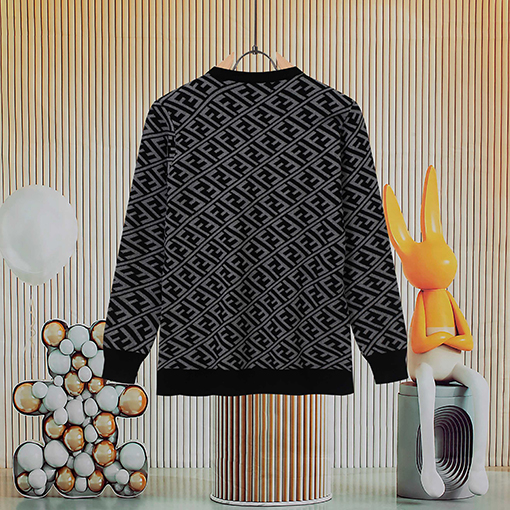 フェンディコピー フルレングスのダブルFラウンドネックニットセーター