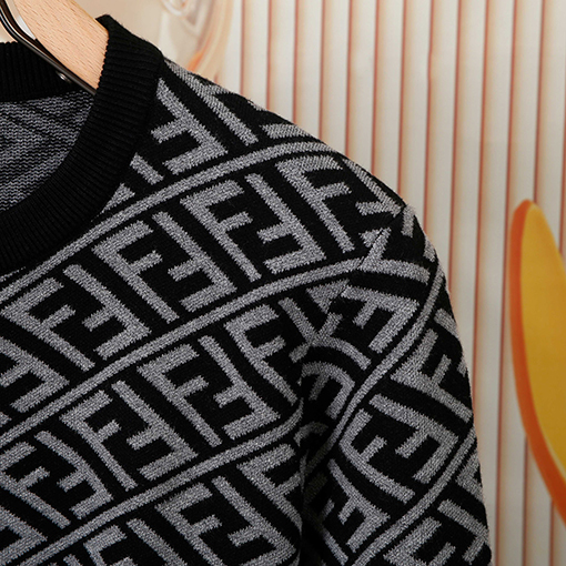 フェンディコピー フルレングスのダブルFラウンドネックニットセーター