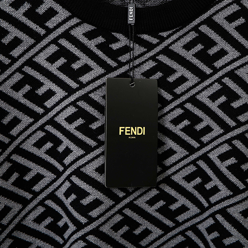 フェンディコピー フルレングスのダブルFラウンドネックニットセーター