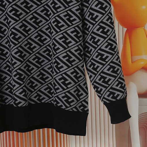 フェンディコピー フルレングスのダブルFラウンドネックニットセーター