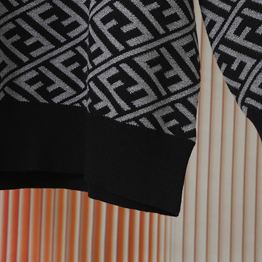 フェンディコピー フルレングスのダブルFラウンドネックニットセーター