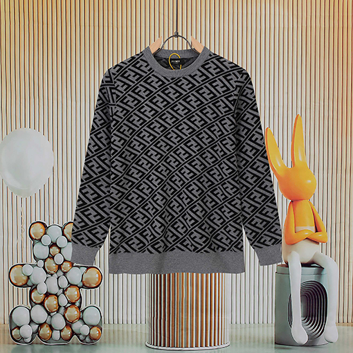 フェンディコピー フルレングスのダブルFラウンドネックニットセーター