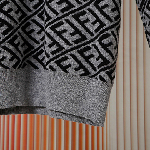 フェンディコピー フルレングスのダブルFラウンドネックニットセーター