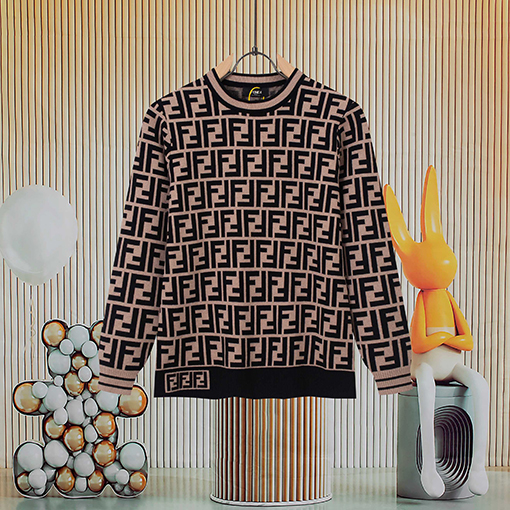 フェンディ 秋冬ジャカード織りラウンドネックニットセーター