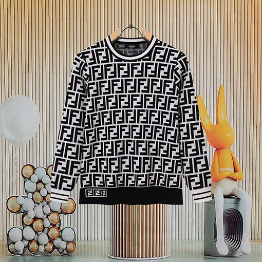 フェンディ 秋冬ジャカード織りラウンドネックニットセーター