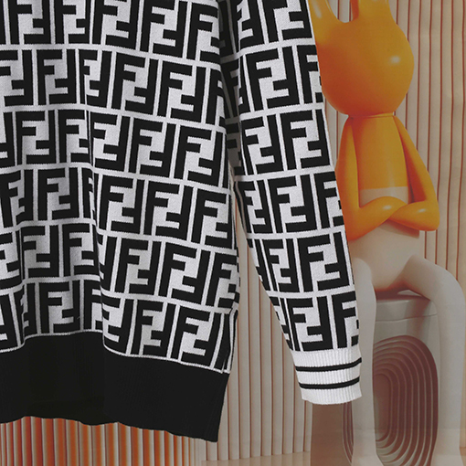 フェンディ 秋冬ジャカード織りラウンドネックニットセーター