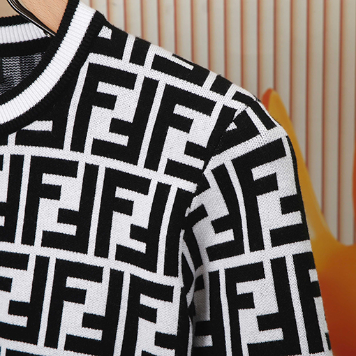 フェンディ 秋冬ジャカード織りラウンドネックニットセーター