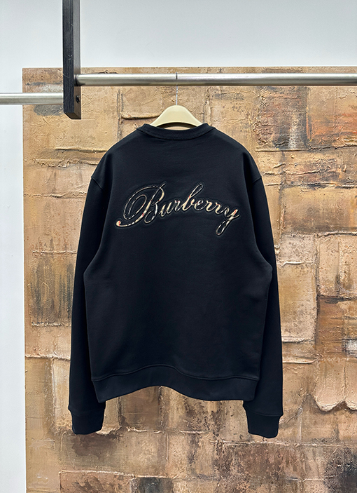 バーバリースーパーコピー チェック柄のアップリケ刺繍りクルーネックのスウェットシャツ