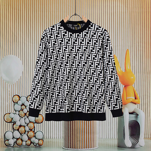 フェンディ 新モデルフルレングスのダブルFラウンドネックニットセーター