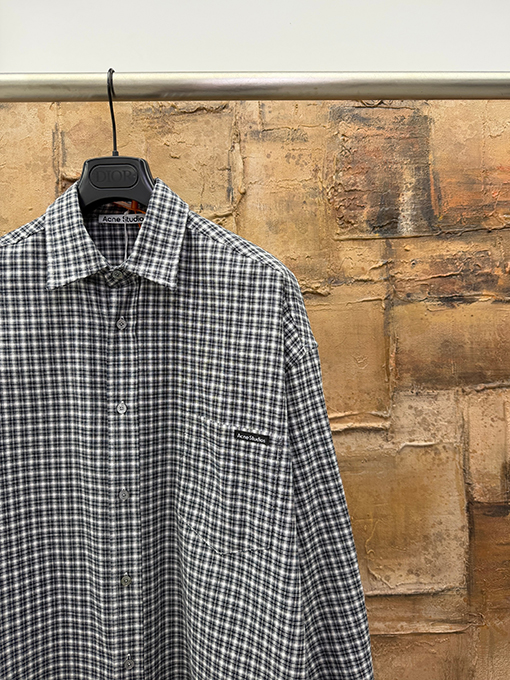 アクネストゥディオズ ロゴ入りチェック柄長袖シャツ