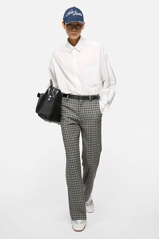 アクネストゥディオズ ウールのチェック柄ズボン