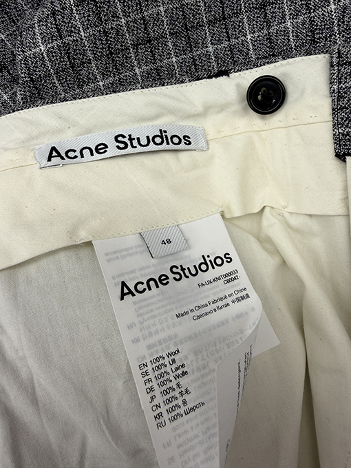 アクネストゥディオズ ウールのチェック柄ズボン