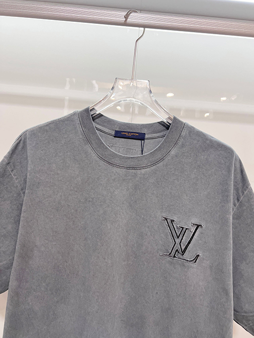 ルイヴィトン ダメージパッチワーク刺繍ロゴ入り半袖Tシャツ