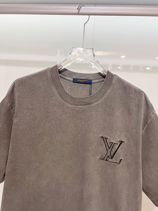 ルイヴィトン ダメージパッチワーク刺繍ロゴ入り半袖Tシャツ