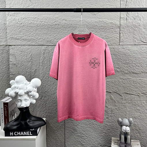 クロムハーツコピー 新モデルスタイルダメージウォッシュヴィンテージ風ラインストーン装飾の半袖Tシャツ