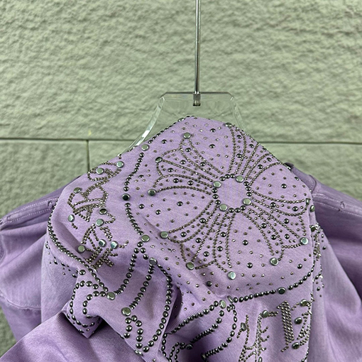 クロムハーツコピー 新モデルスタイルダメージウォッシュヴィンテージ風ラインストーン装飾の半袖Tシャツ