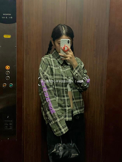 クロムハーツ 新作ストライプチェックパッチワークシルバーボタンカーディガン長袖シャツ