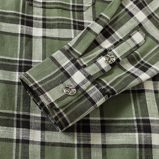 クロムハーツ 新作ストライプチェックパッチワークシルバーボタンカーディガン長袖シャツ