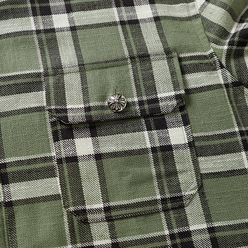 クロムハーツ 新作ストライプチェックパッチワークシルバーボタンカーディガン長袖シャツ