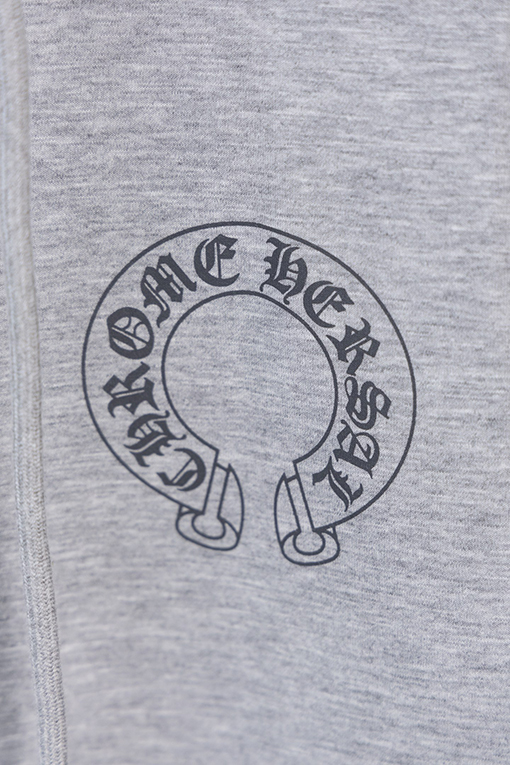 クロムハーツブランドコピー 馬蹄形の袖に文字プリントのドローストリング付きジップアップフードジャケット