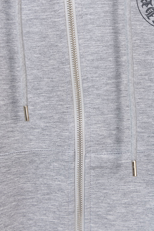 クロムハーツブランドコピー 馬蹄形の袖に文字プリントのドローストリング付きジップアップフードジャケット