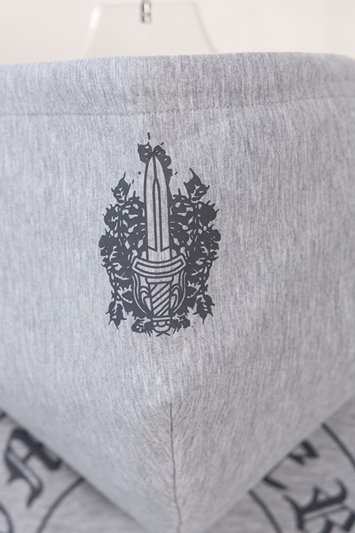 クロムハーツブランドコピー 馬蹄形の袖に文字プリントのドローストリング付きジップアップフードジャケット