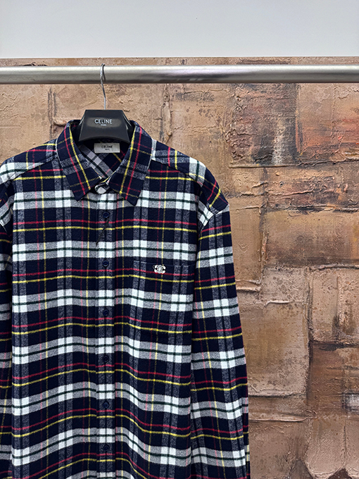 セリーヌ チェック柄の長袖シャツ