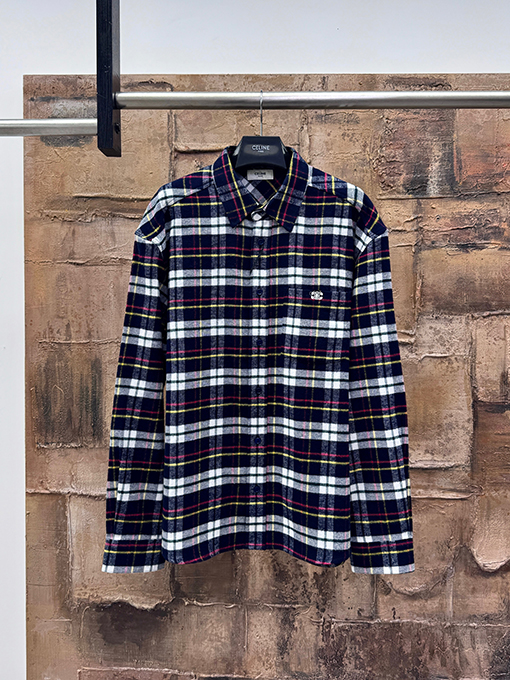 セリーヌ チェック柄の長袖シャツ