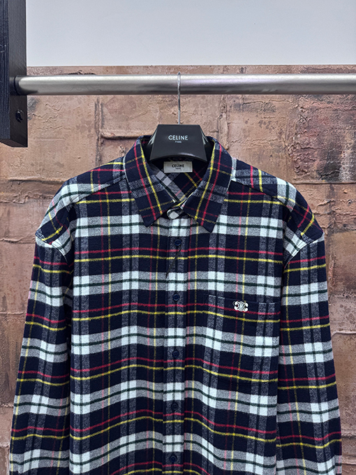 セリーヌ チェック柄の長袖シャツ