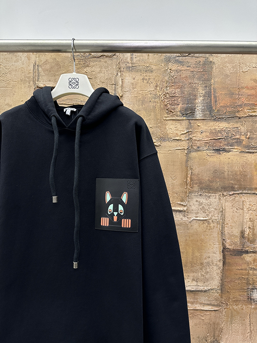 ロエベブランドコピー コラボレーションレザーパッチポケットパーカー