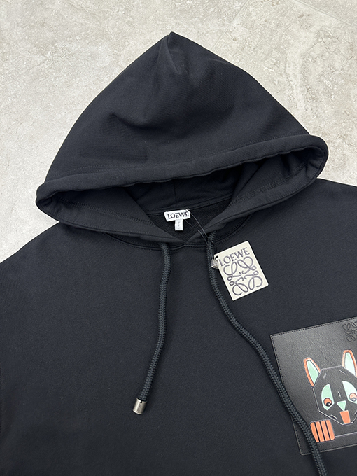 ロエベブランドコピー コラボレーションレザーパッチポケットパーカー